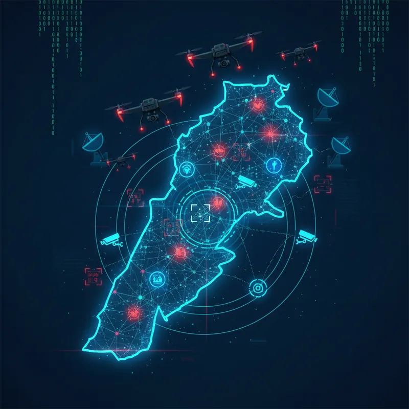 AI in warfare - Lebanon map with targeting nodes